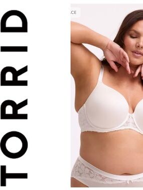 NWT TORRID Ava Perfect Coverage Lightly Lined Lace Bra Cloud Dancer Size 40H